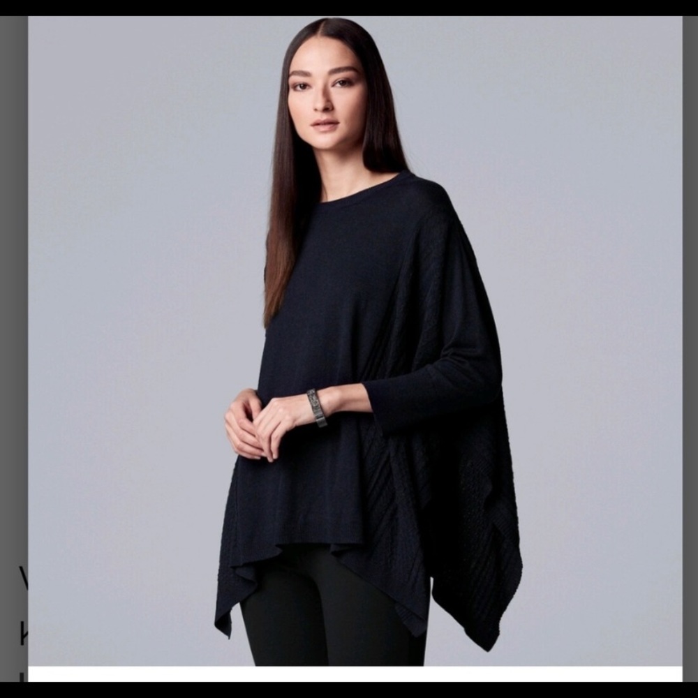 Vera Wang black sweater poncho